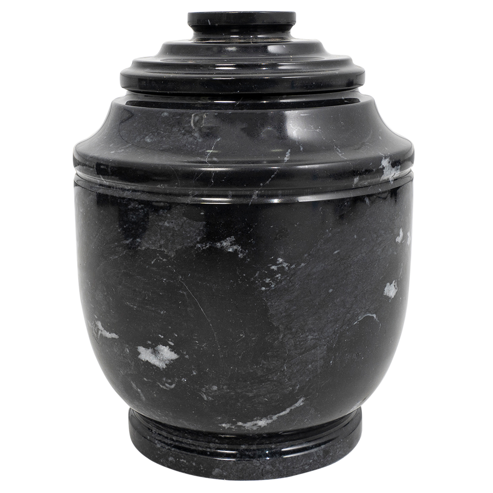 Jet Black Marble Urn – Elegant Vase for Ashes